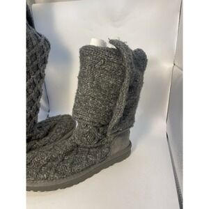 UGG Classic Candy Knit Sweater Boots with Buttons size 6 Dark Grey